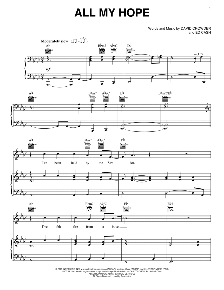 All My Hope Piano, Vocal, Guitar scores gallery preview page 1