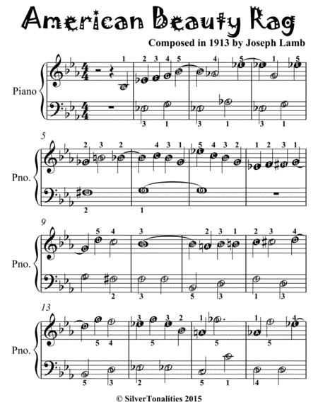 American Beauty Rag Easiest Piano Sheet Music for Beginner Pianists