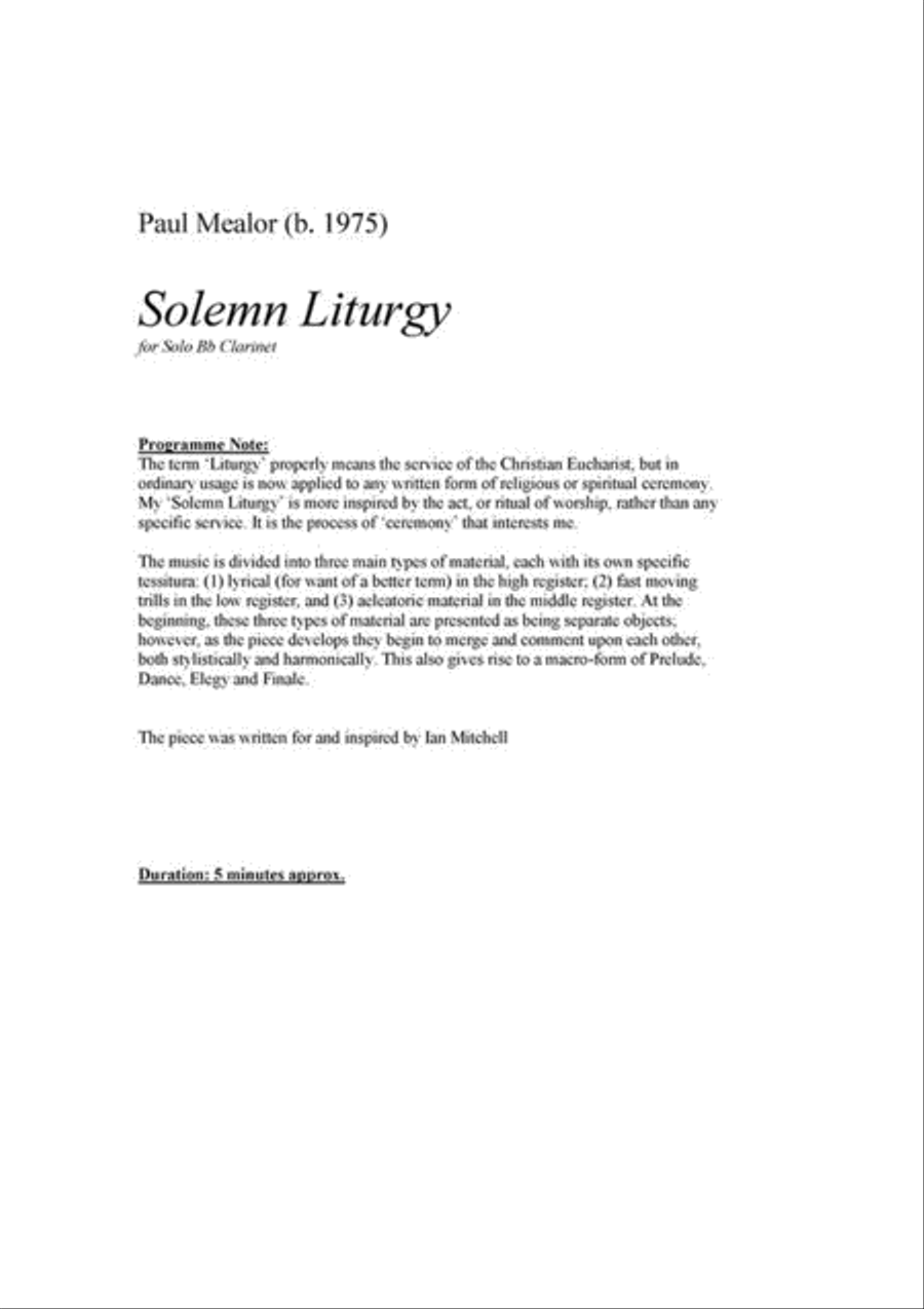 Solemn Liturgy Solemn Liturgy Clarinet Solo scores gallery preview page 2