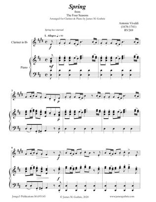 Vivaldi: The Four Seasons Complete for Clarinet & Piano