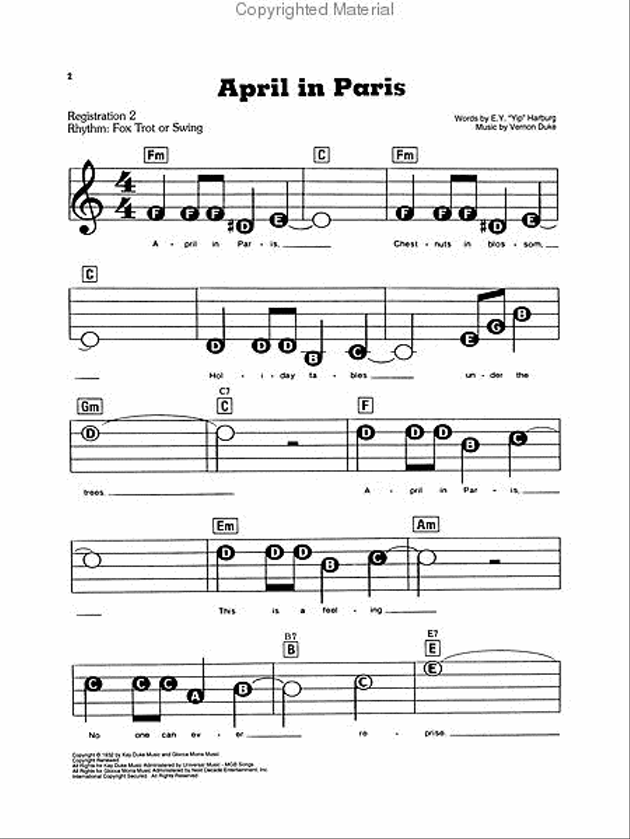 French Songs French Songs Electronic Keyboard scores gallery preview page 2