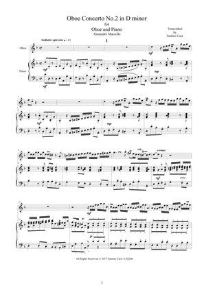 Book cover for Marcello - Oboe concerto in D minor for Oboe and Piano