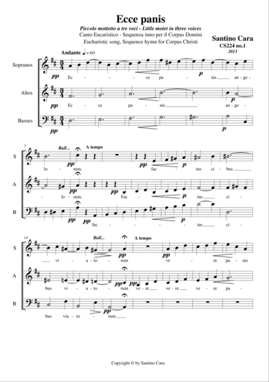 Ecce panis - Little motet in three voices (SAB) a cappella 3-Part scores gallery preview page 1