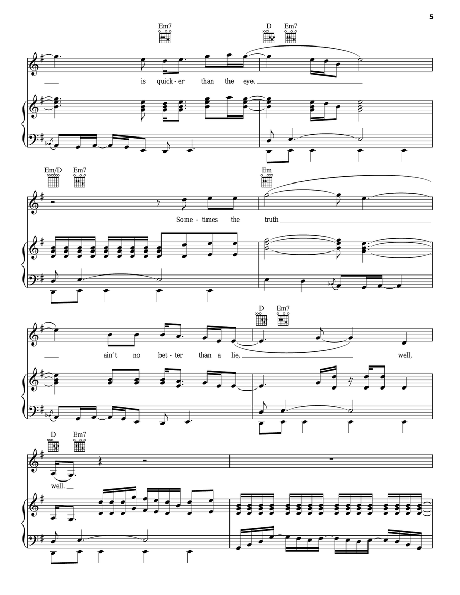 The Hand Is Quicker The Hand Is Quicker Piano, Vocal, Guitar scores gallery preview page 5