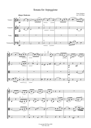 Book cover for Schubert: Arpeggione Sonata (Mov.1) for String Quartet - Score and Parts