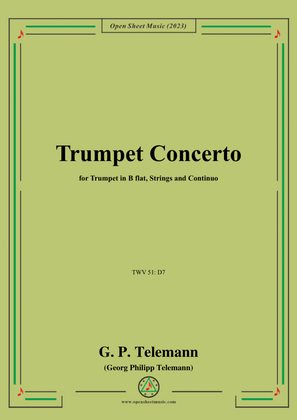 Book cover for G. P. Telemann-Trumpet Concerto,TWV 51 D7