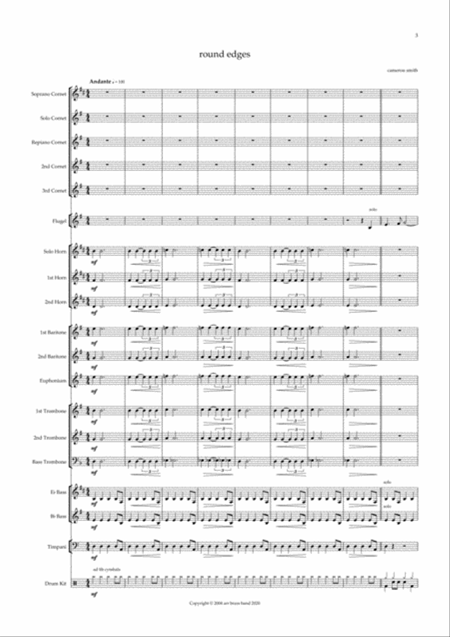 Round Edges - flugel horn solo Brass Ensemble scores gallery preview page 3