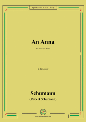Book cover for Schumann-An Anna,in G Major,for Voice and Piano