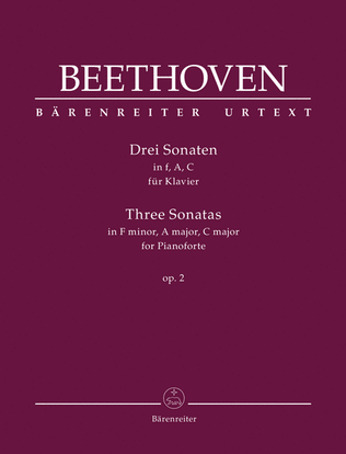 Book cover for Three Sonatas for Piano F minor, A major, C major op. 2