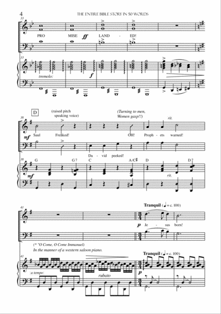 The Entire Bible Story in 50 Words 3-Part scores gallery preview page 4