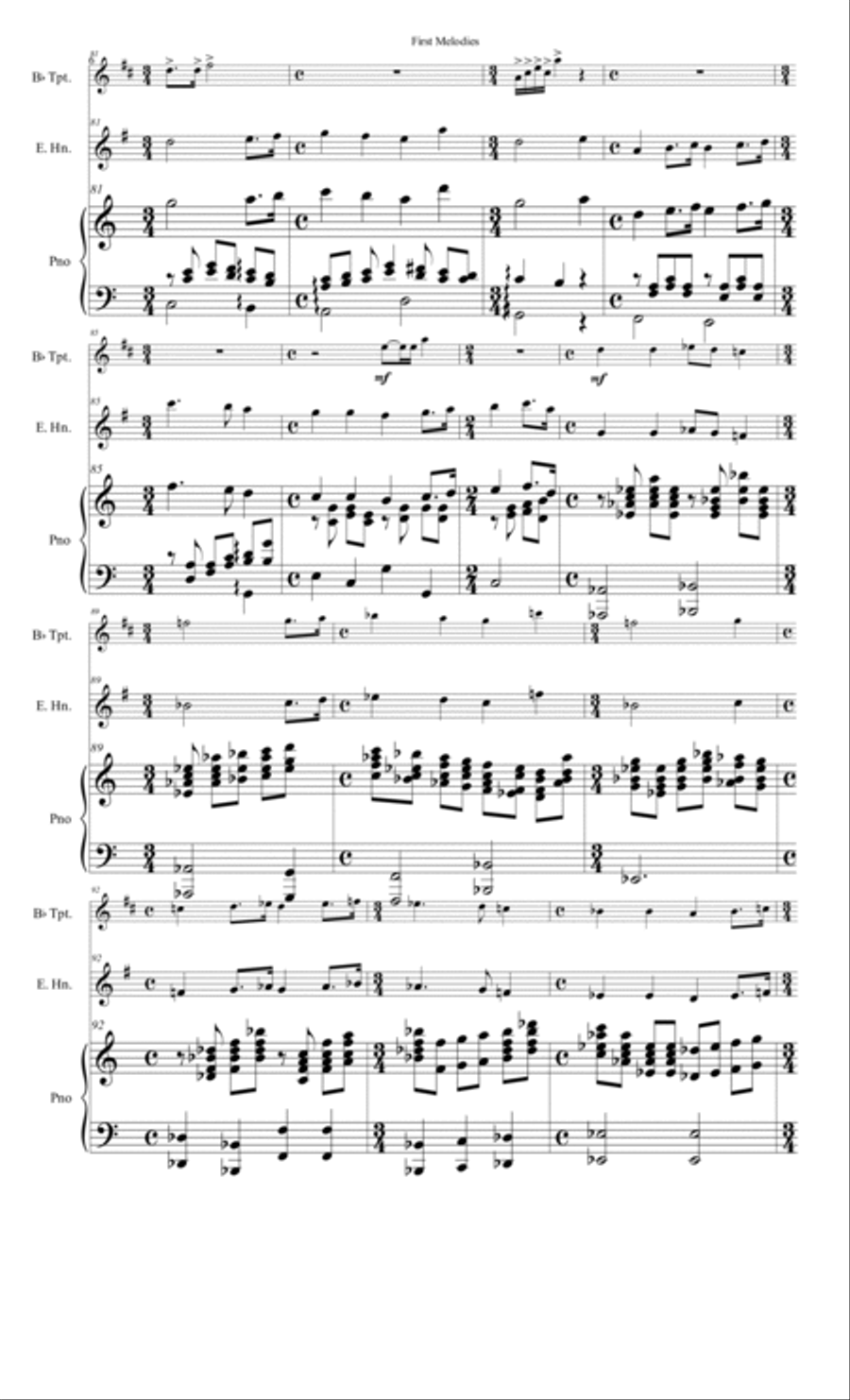 First Melodies (for Trumpet, English Horn, and Piano) Small Ensemble scores gallery preview page 6