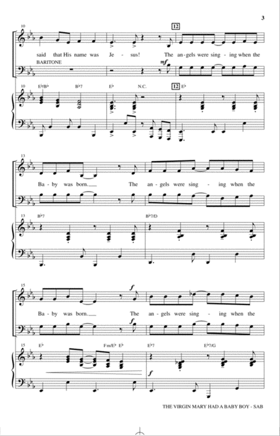 The Virgin Mary Had A Baby Boy (arr. Michael Ware) 3-Part scores gallery preview page 2