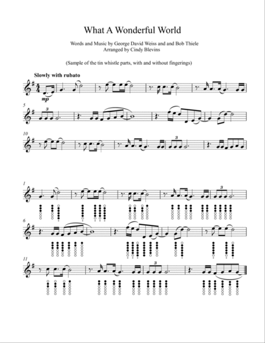 What A Wonderful World Tin Whistle scores gallery preview page 2