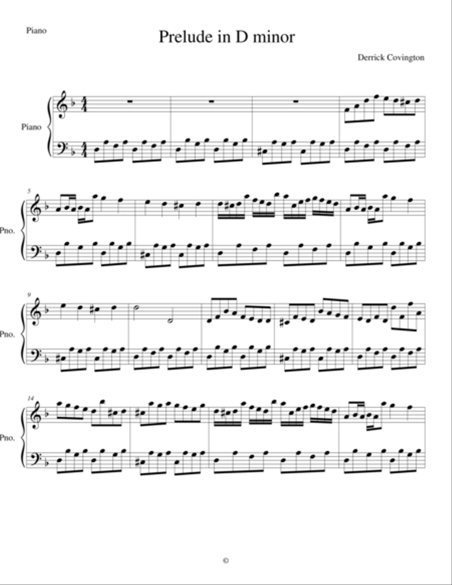 Prelude in D minor Piano Solo scores gallery preview page 1