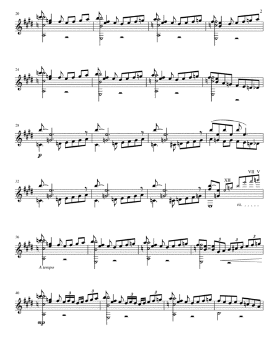 Meditation No. 1, for solo Guitar Classical Guitar scores gallery preview page 2