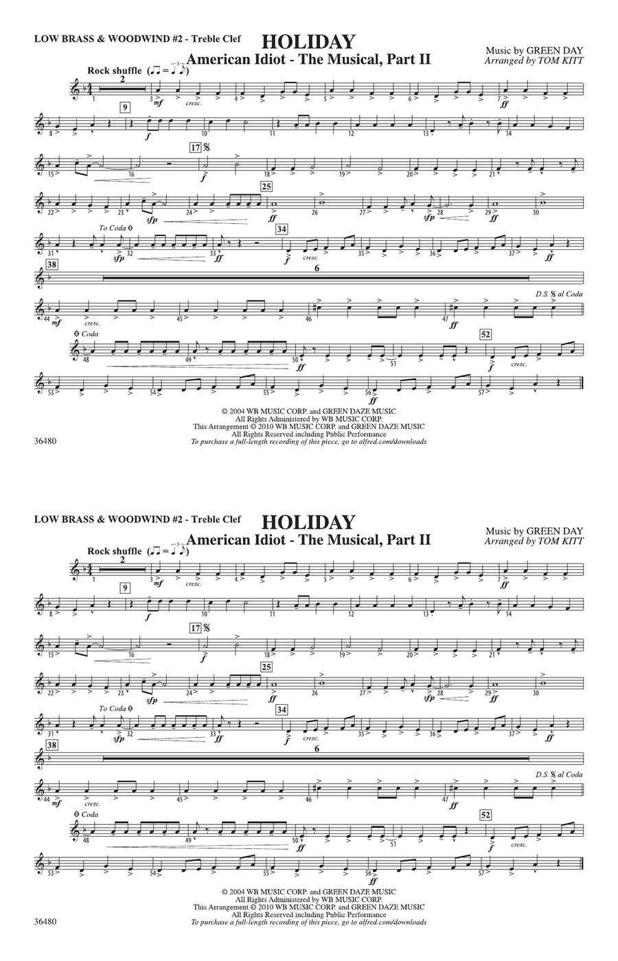 Holiday: Low Brass & Woodwinds #2 - Treble Clef