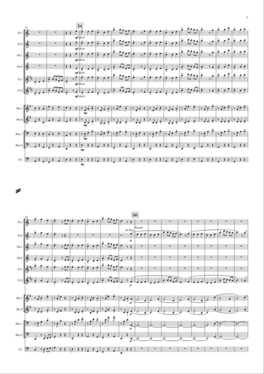 Grainger: Two Mvts. from “Lincolnshire Posy” - symphonic winds Woodwind Quintet scores gallery preview page 6