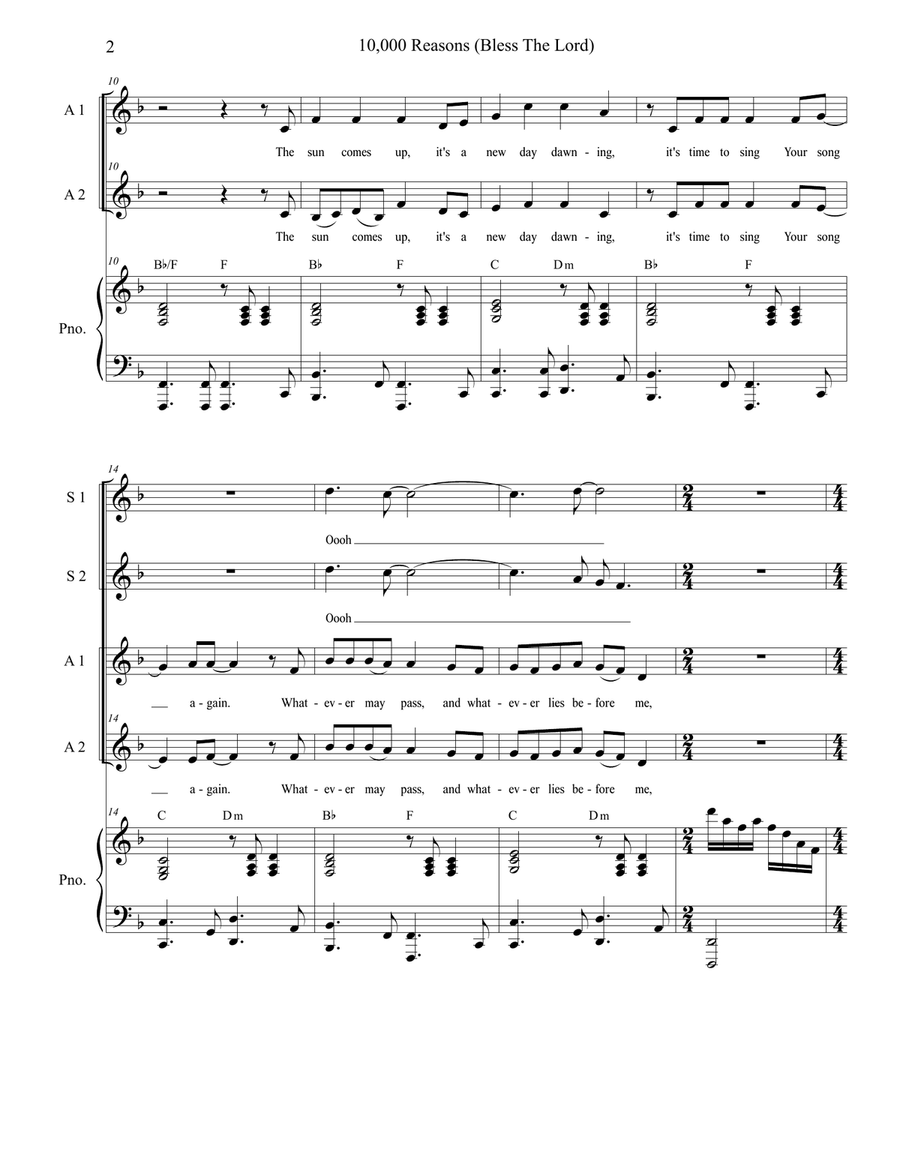 10,000 Reasons (Bless The Lord) Piano, Vocal scores gallery preview page 2