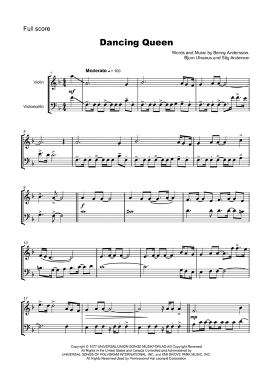 Dancing Queen String Duet scores gallery preview page 2