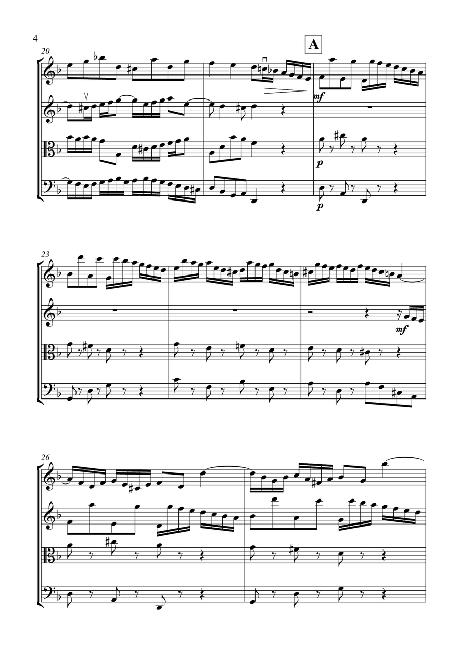 Bach 'Double' Violin Concerto - Vivace String Quartet scores gallery preview page 4