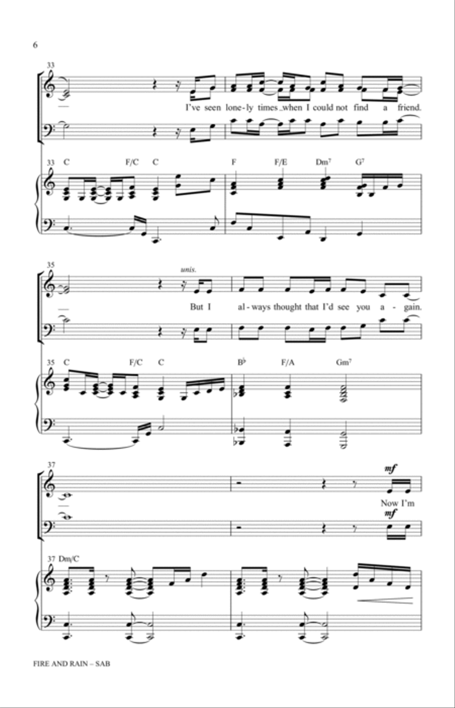 Fire And Rain (arr. Greg Gilpin) 3-Part scores gallery preview page 6