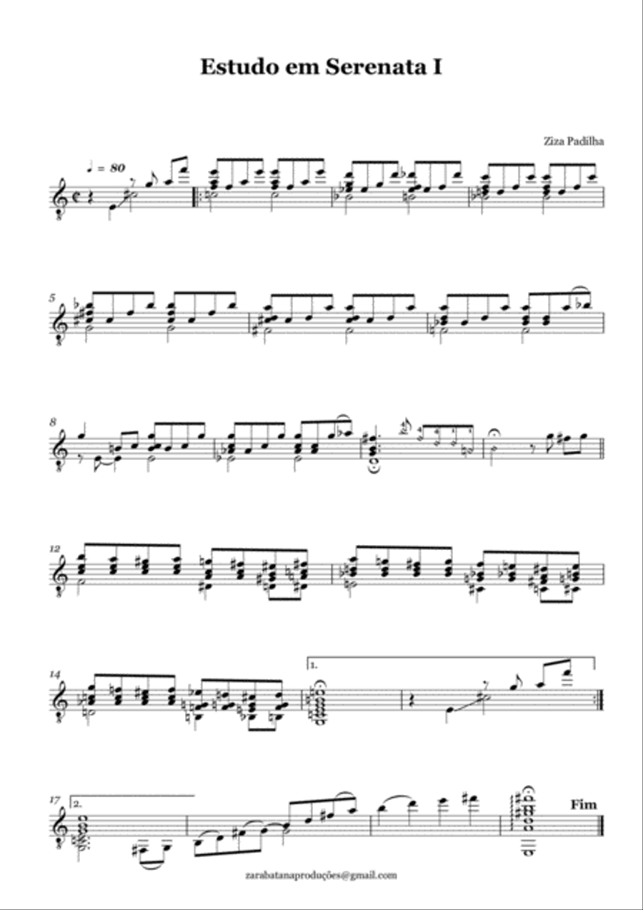 XII Estudos em Serenata - Ziza Padilha Electric Guitar scores gallery preview page 2