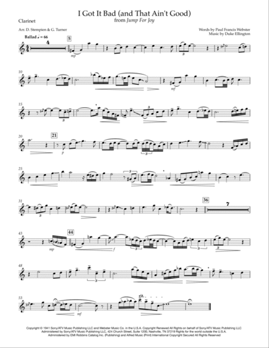 I Got It Bad And That Ain't Good B-Flat Clarinet scores gallery preview page 3