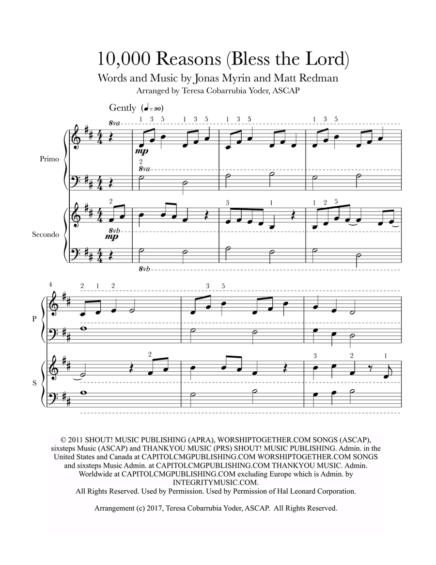 10,000 Reasons (Bless The Lord) Easy Piano scores gallery preview page 1