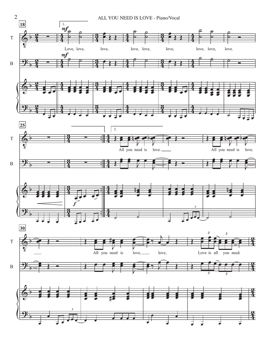 All You Need Is Love TTBB scores gallery preview page 2