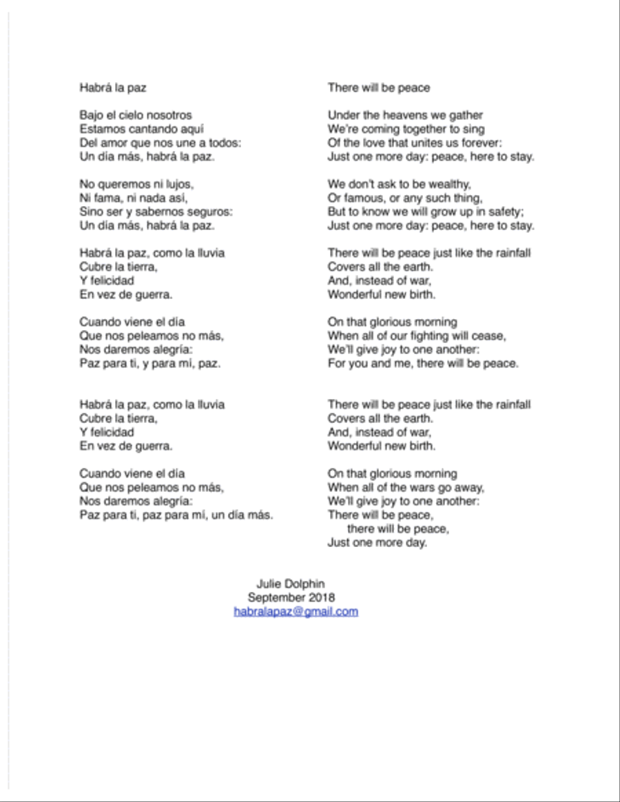 Habrá la paz (There will be peace): For Unison Voice with Piano Unison Choir scores gallery preview page 2