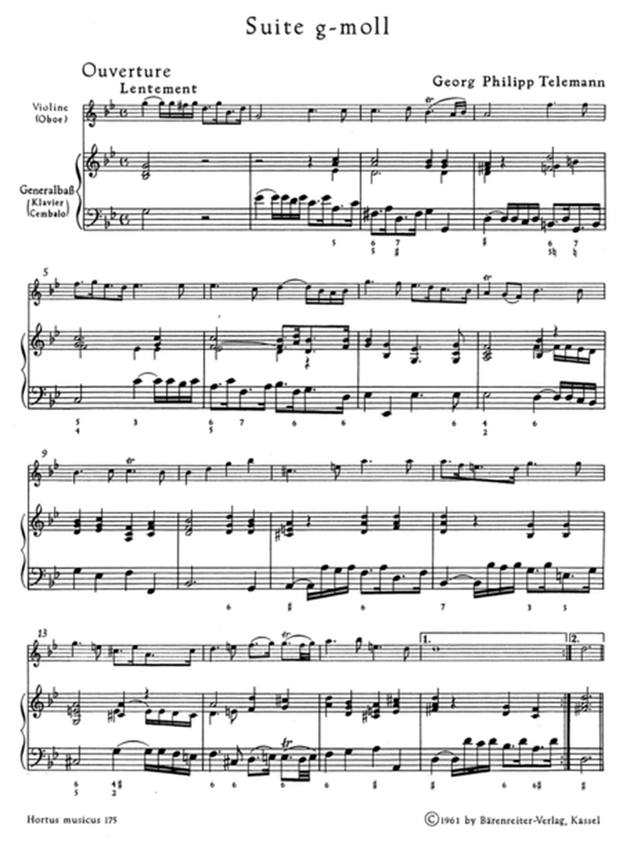 Suite for Violin or Oboe and Basso continuo g minor TWV 41:g4