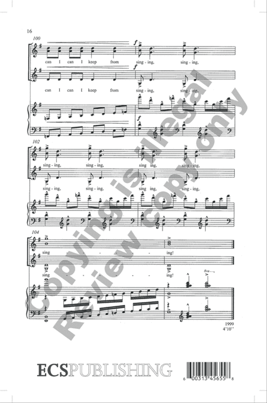 How Can I Keep from Singing? (Choral Score) image number null