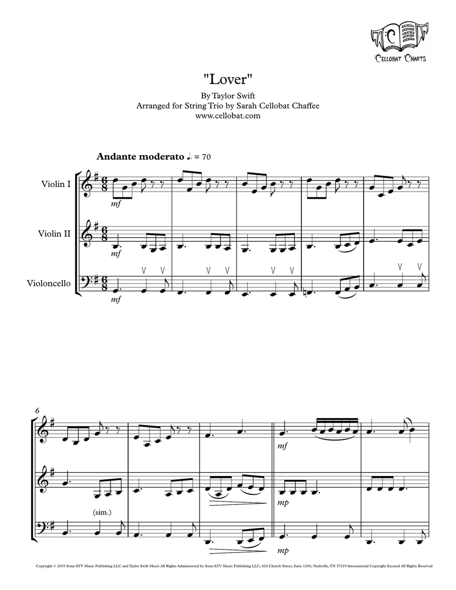 Lover by Taylor Swift String Trio - Digital Sheet Music