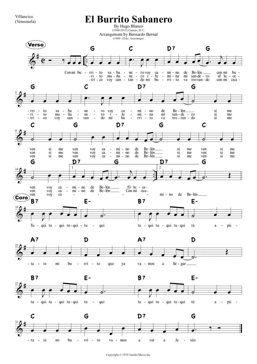 El Burrito Sabanero (mi Burrito Sabanero) Piano scores gallery preview page 1