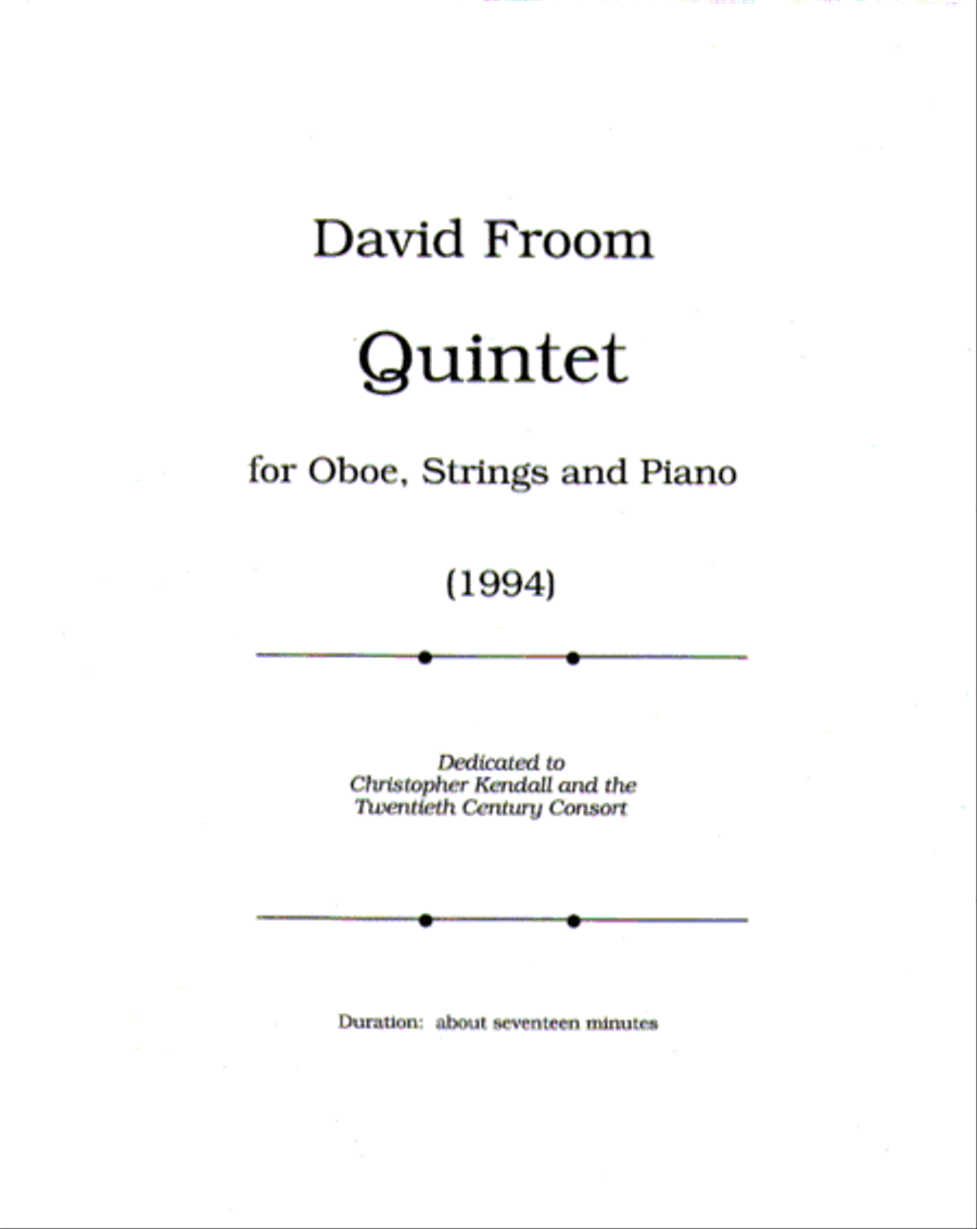[Froom] Quintet for Oboe, Strings, and Piano Small Ensemble scores gallery preview page 3