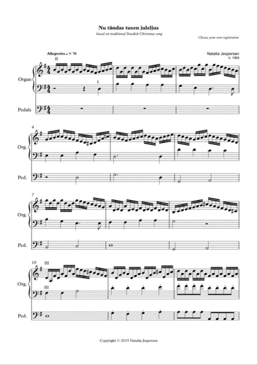 Nu tändas tusen juleljus (Christmas prelude for Organ) Organ Solo scores gallery preview page 1