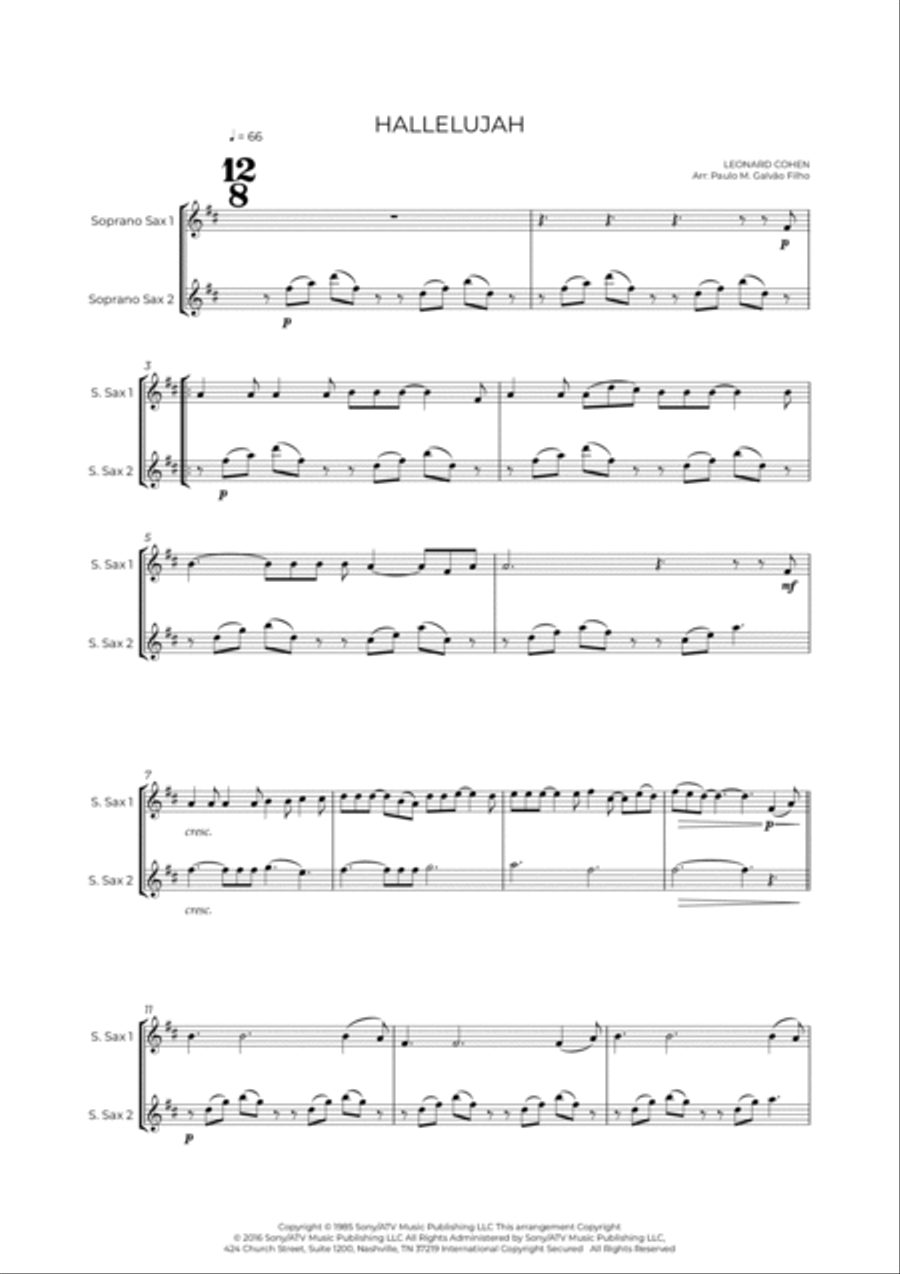Hallelujah Woodwind Duet scores gallery preview page 2
