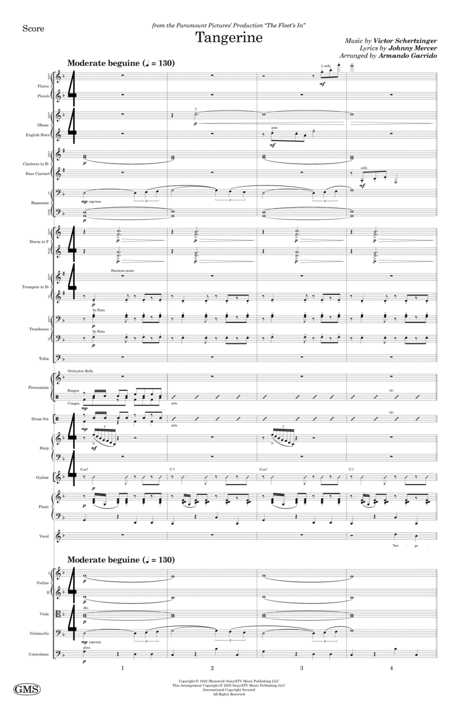 Tangerine Tangerine Full Orchestra scores gallery preview page 1