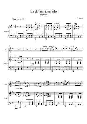 Giuseppe Verdi - La donna e mobile (Rigoletto) Oboe Solo - D Key