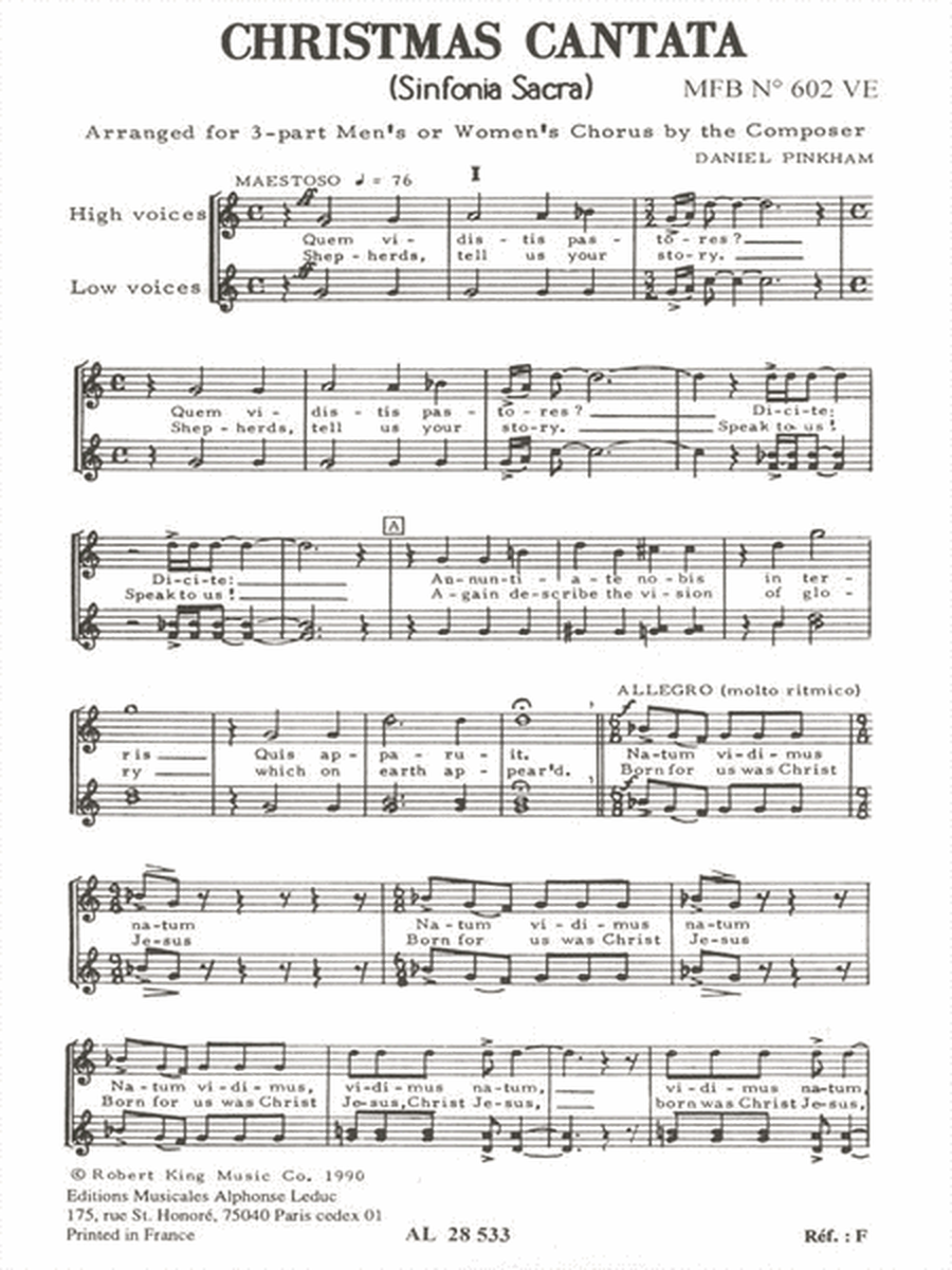 Christmas Cantata (choral-female Accompanied)