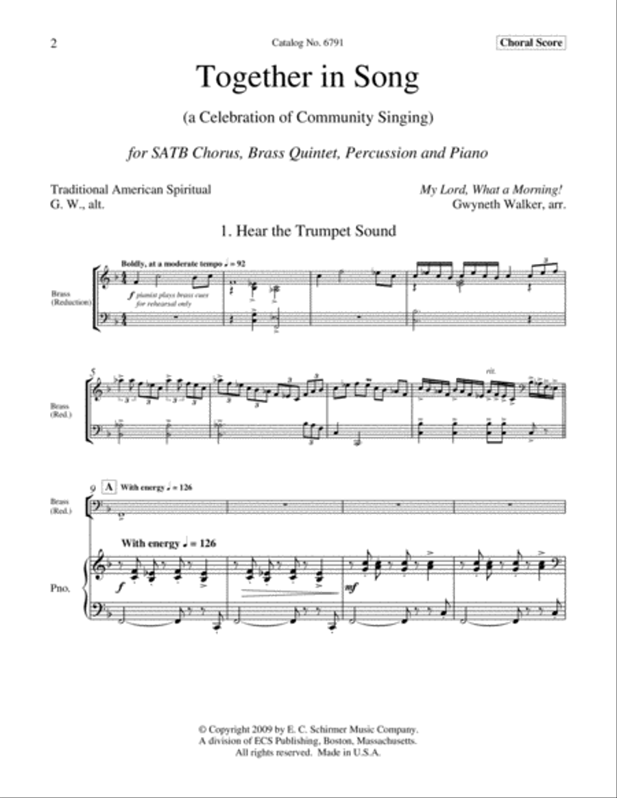Together in Song: 1. Hear the Trumpet Sound 4-Part scores gallery preview page 10