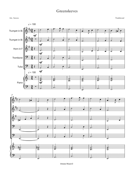greensleeves brass quintet and piano sheet music image number null