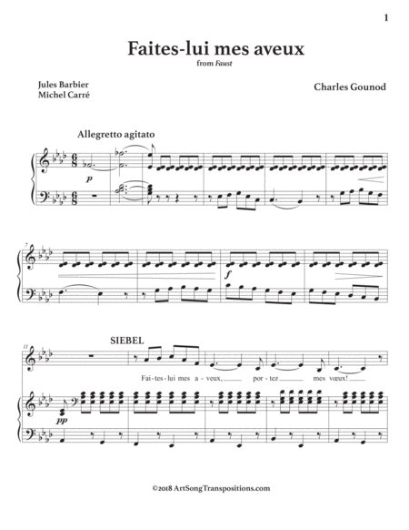 GOUNOD: Faites-lui mes aveux (transposed to A-flat major)