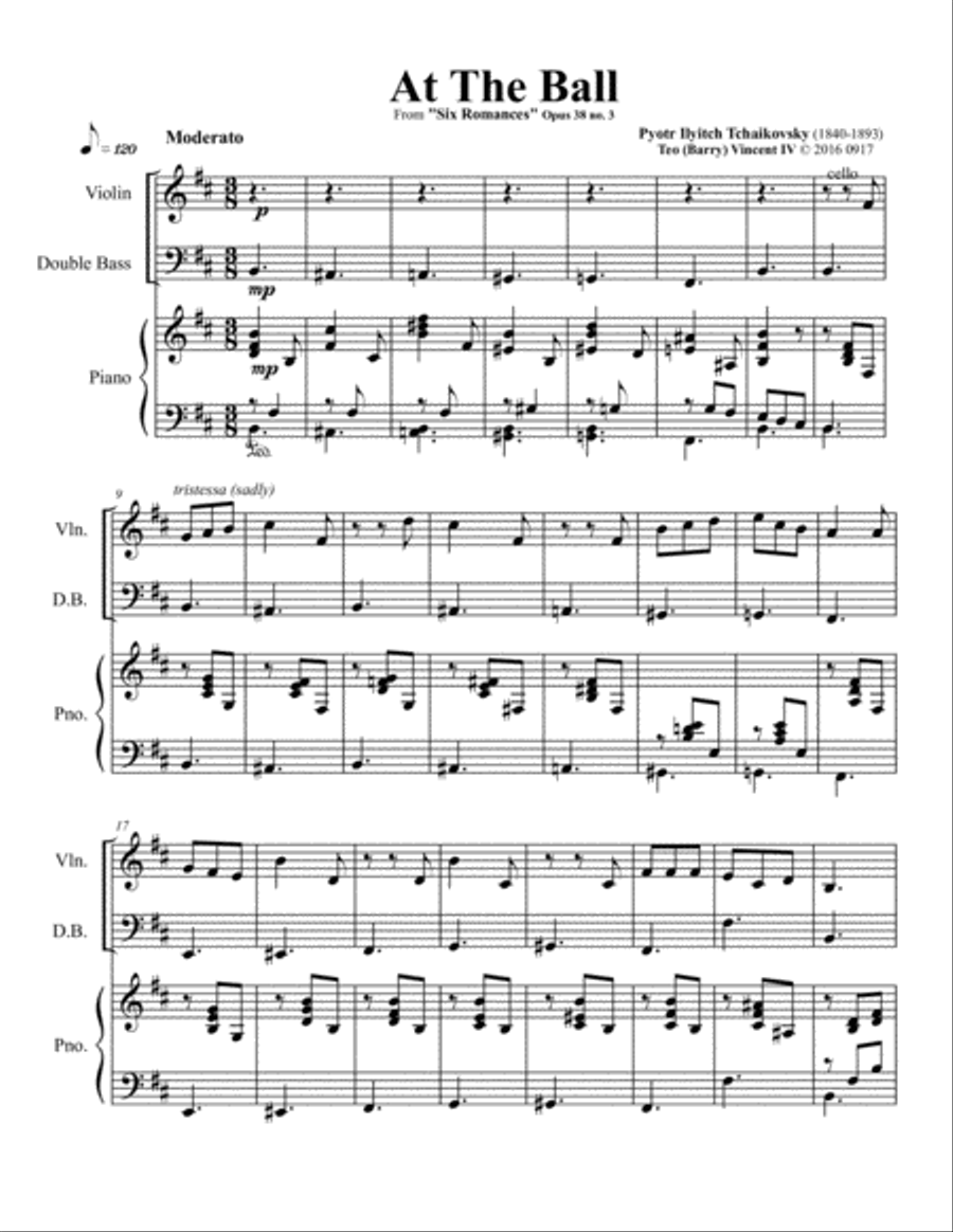6 Romances, Op.38: III. Amid the Din of the Ball Small Ensemble scores gallery preview page 1