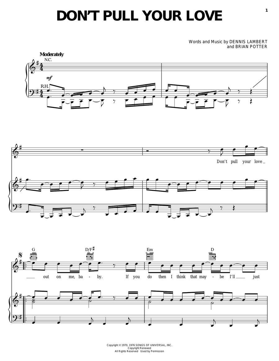 Don't Pull Your Love Don't Pull Your Love Piano, Vocal, Guitar scores gallery preview page 1