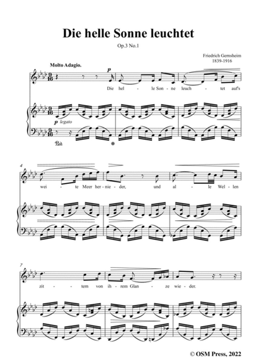 Gernsheim-Die helle Sonne leuchtet,Op.3 No.1,in A flat Major,for Voice and Piano
