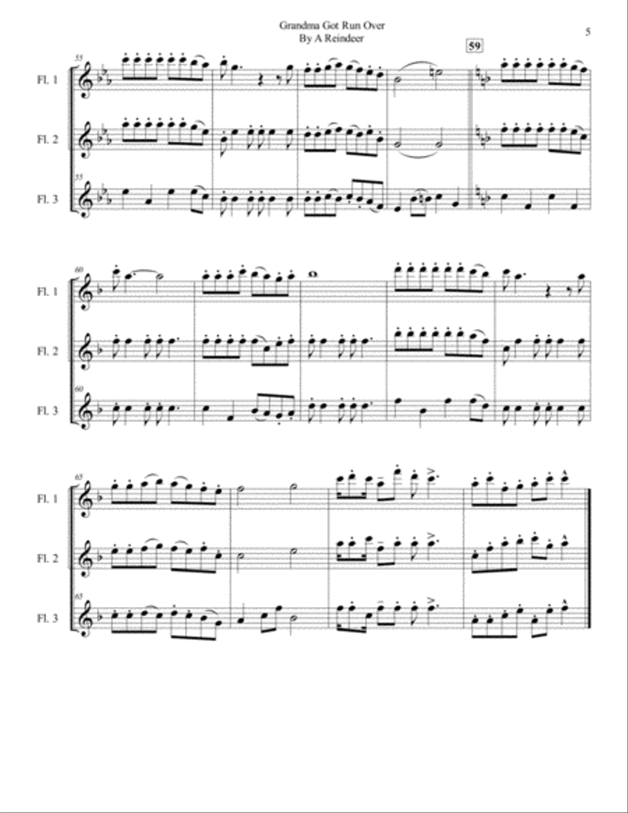 Grandma Got Run Over By A Reindeer Woodwind Trio scores gallery preview page 5