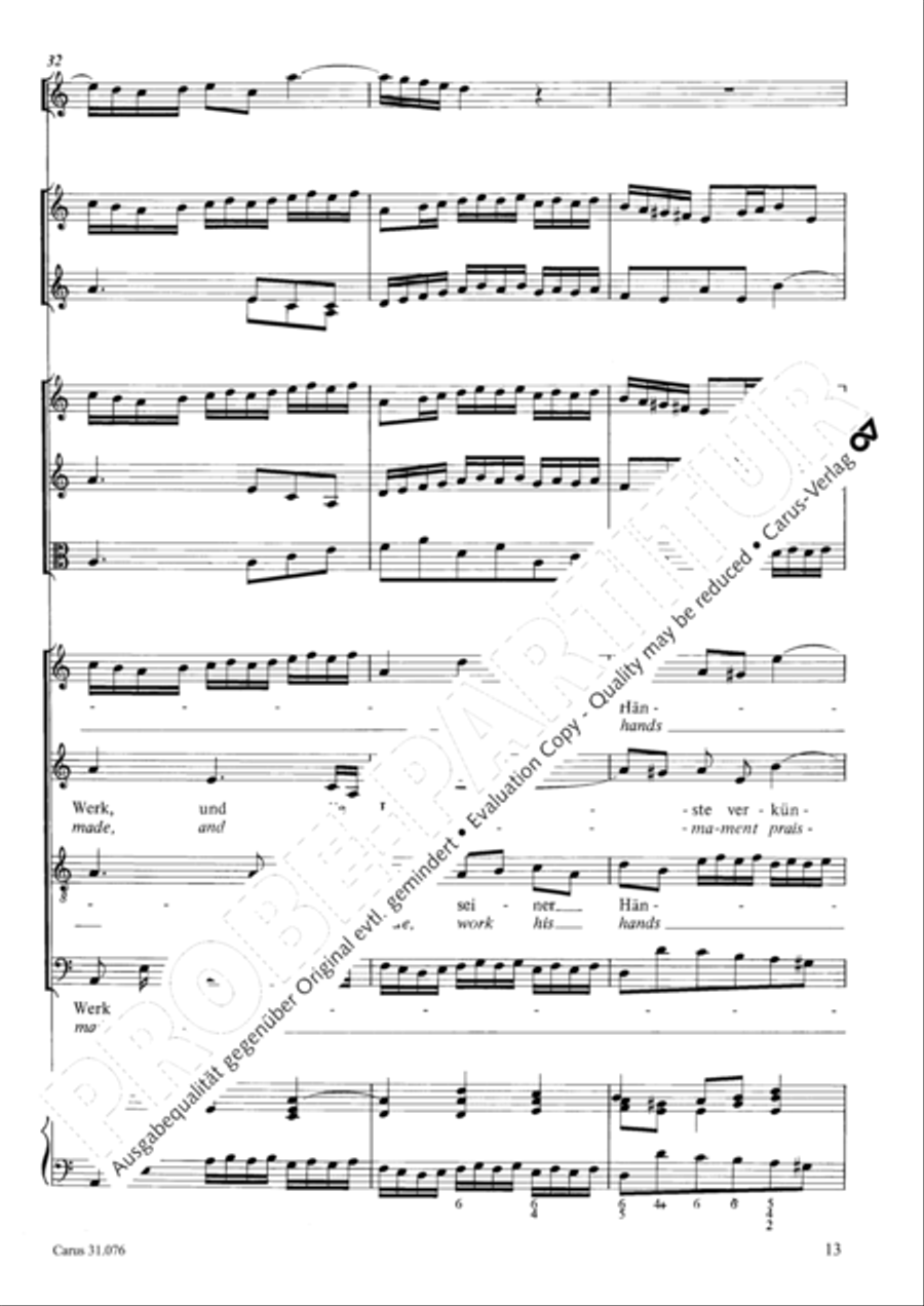 The heavens are telling the Father's glory (Die Himmel erzahlen die Ehre Gottes) 4-Part scores gallery preview page 14