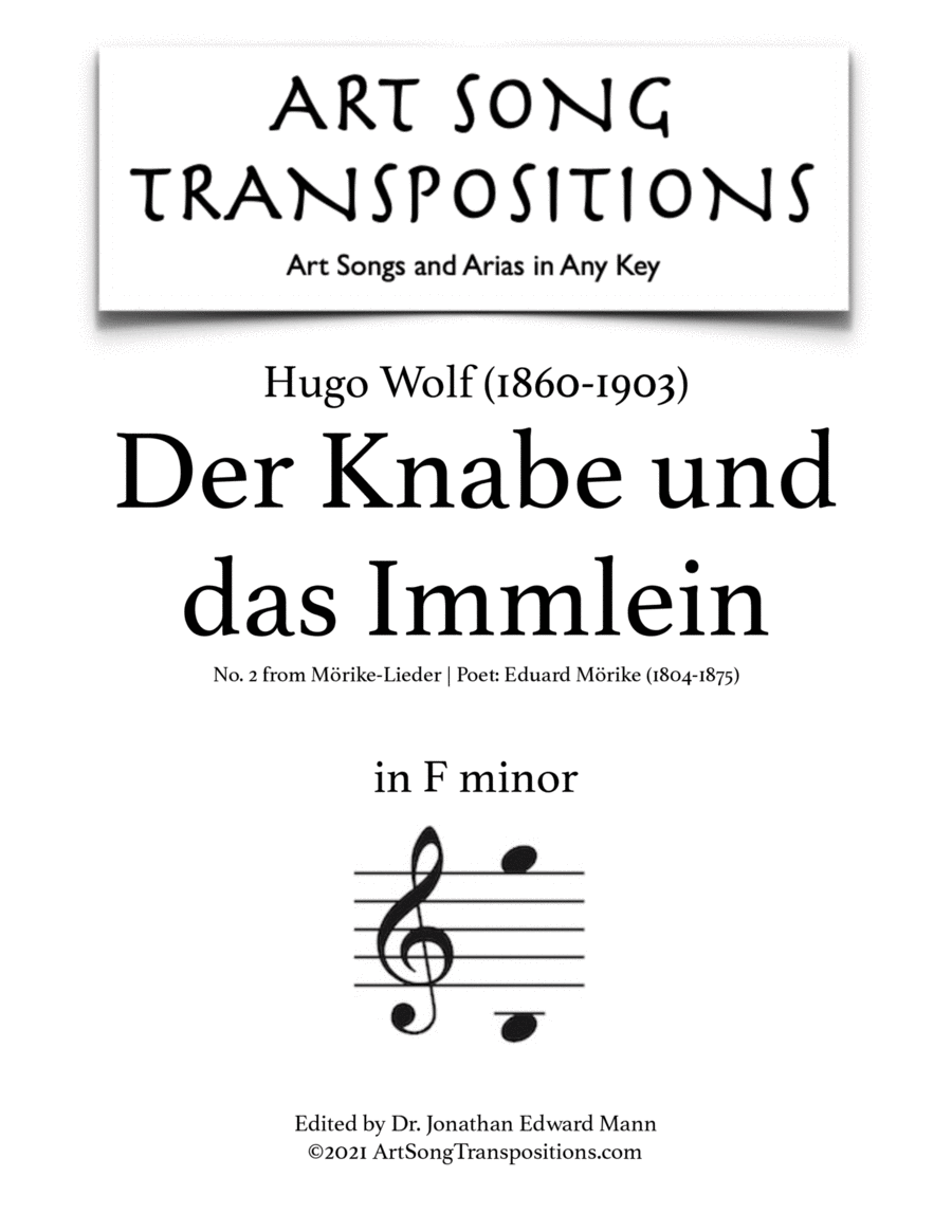 WOLF: Der Knabe und das Immlein (transposed to F minor)