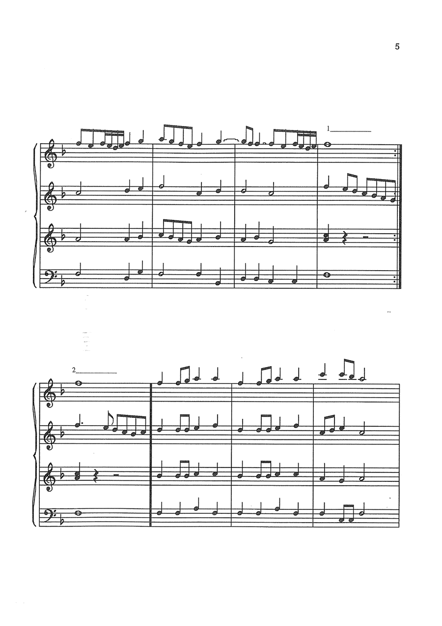 Collection of 4 pieces of ancient music for 4 guitars, flute and cello Chamber Orchestra scores gallery preview page 6